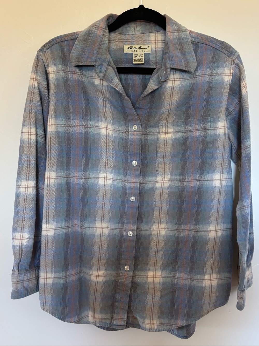 Eddie Bauer Woman’s Blue Plaid Button-Up Shirt